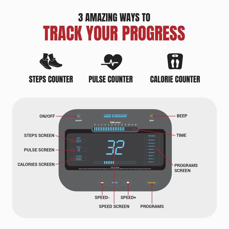 T-Zone VT-20A Vibration Plate Exercise Machine tracking